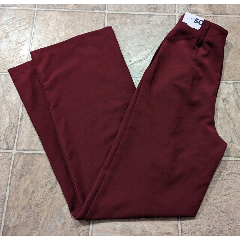 NWT SO Size 7 Junior's Red Berry Wide-Leg Trouser Dress Pants Slacks L5